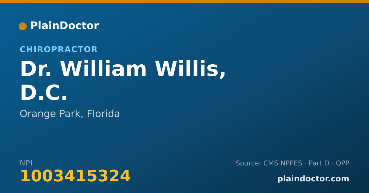 Shareable card for William Willis, D.C. - Chiropractor, Orange Park, FL