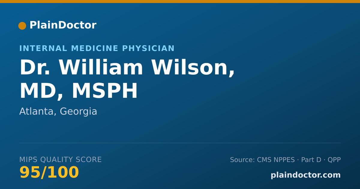 Shareable card for William Wilson, MD, MSPH - Internal Medicine Physician, Atlanta, GA