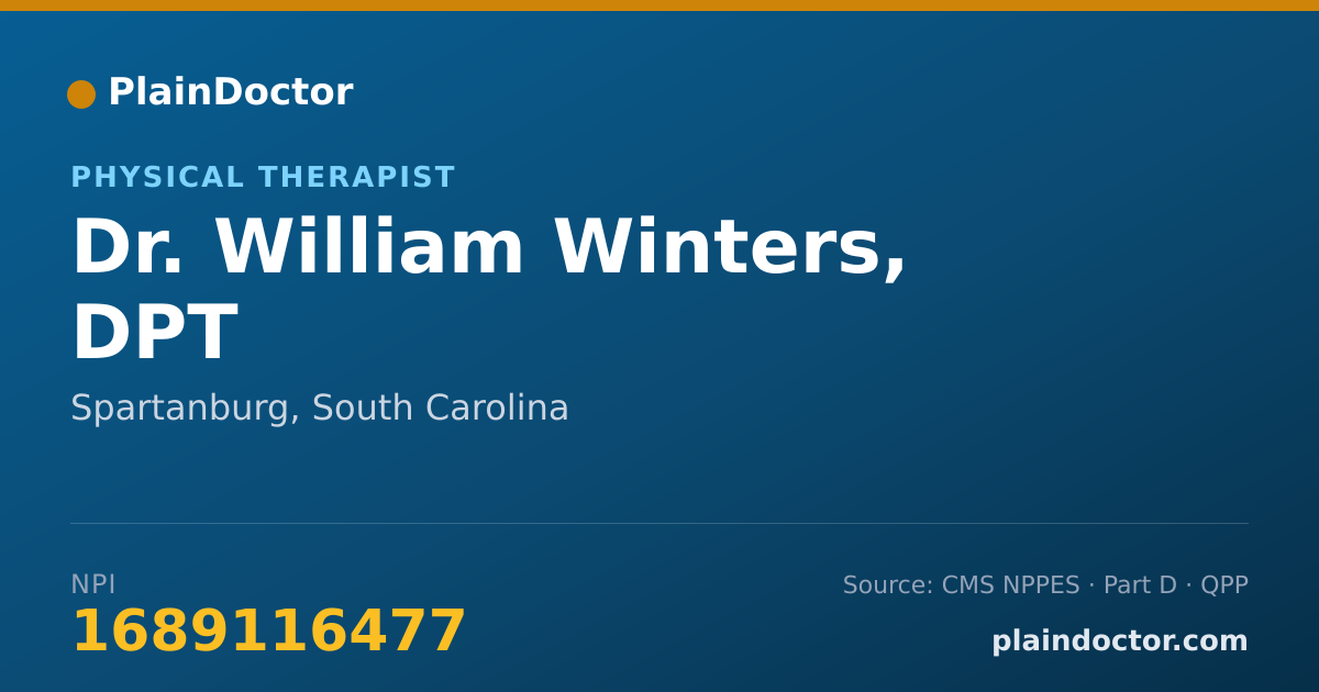 Shareable card for William Winters, DPT - Physical Therapist, Spartanburg, SC