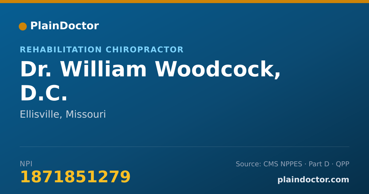Shareable card for William Woodcock, D.C. - Rehabilitation Chiropractor, Ellisville, MO