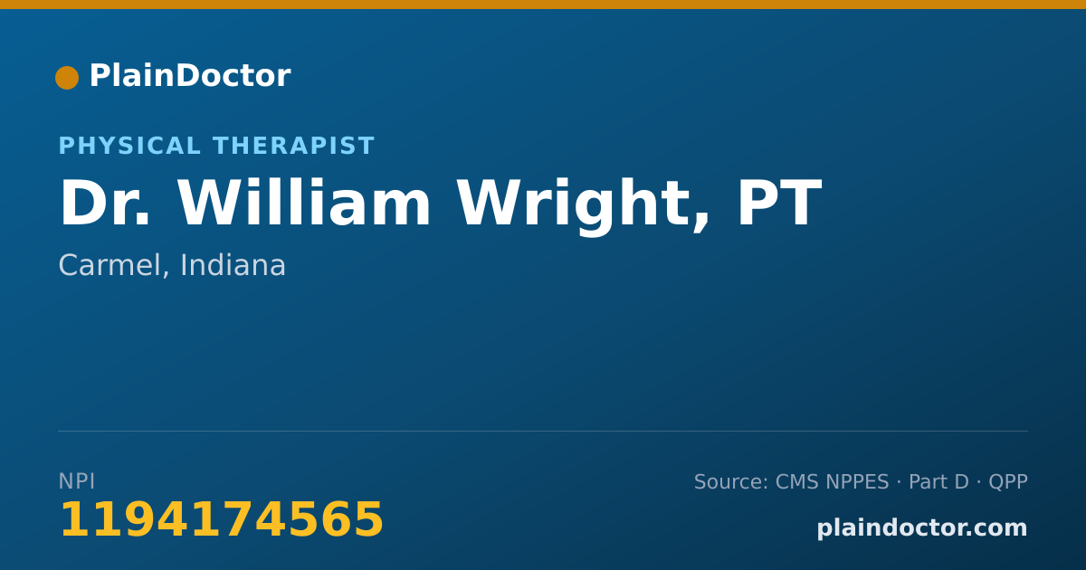 Shareable card for William Wright, PT - Physical Therapist, Carmel, IN