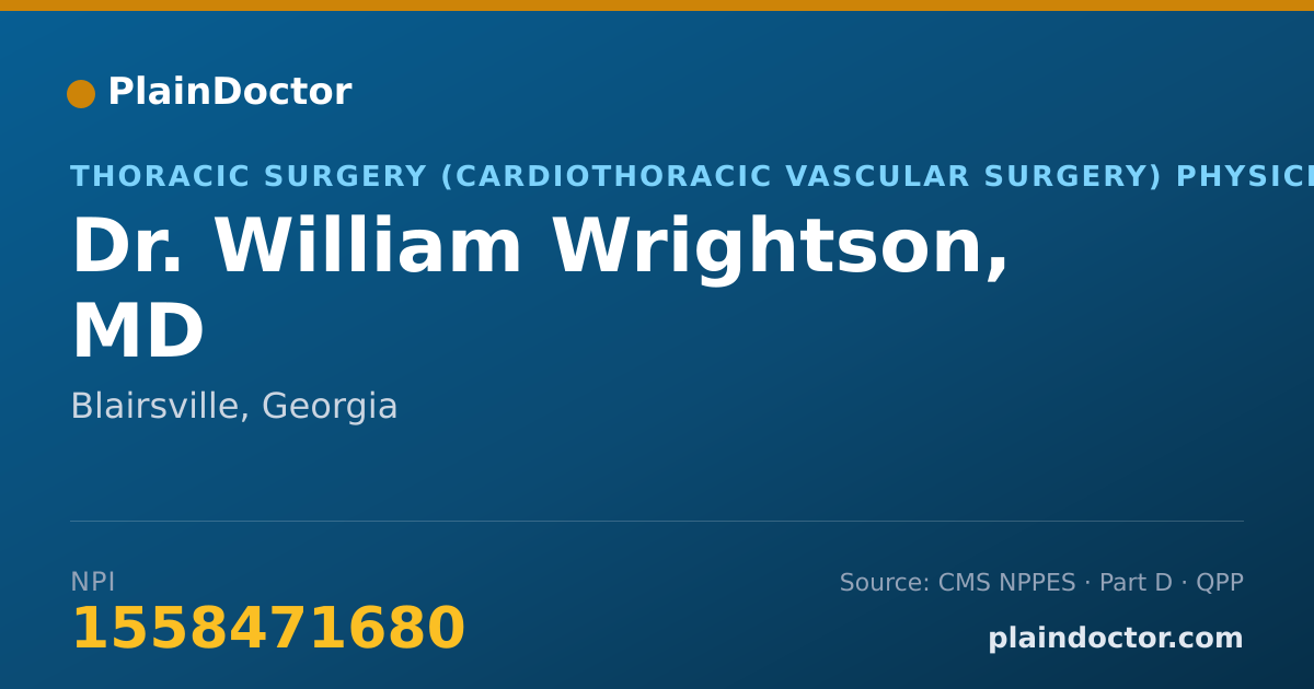 Shareable card for William Wrightson, MD - Thoracic Surgery (Cardiothoracic Vascular Surgery) Physician, Blairsville, GA