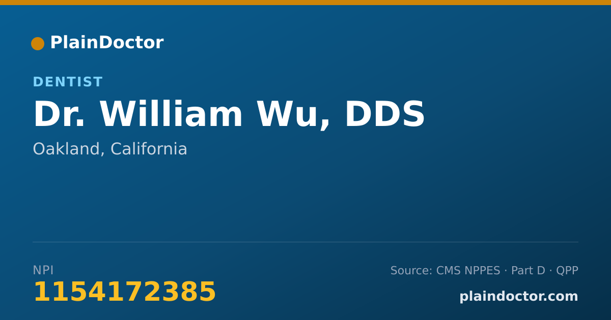 Shareable card for William Wu, DDS - Dentist, Oakland, CA