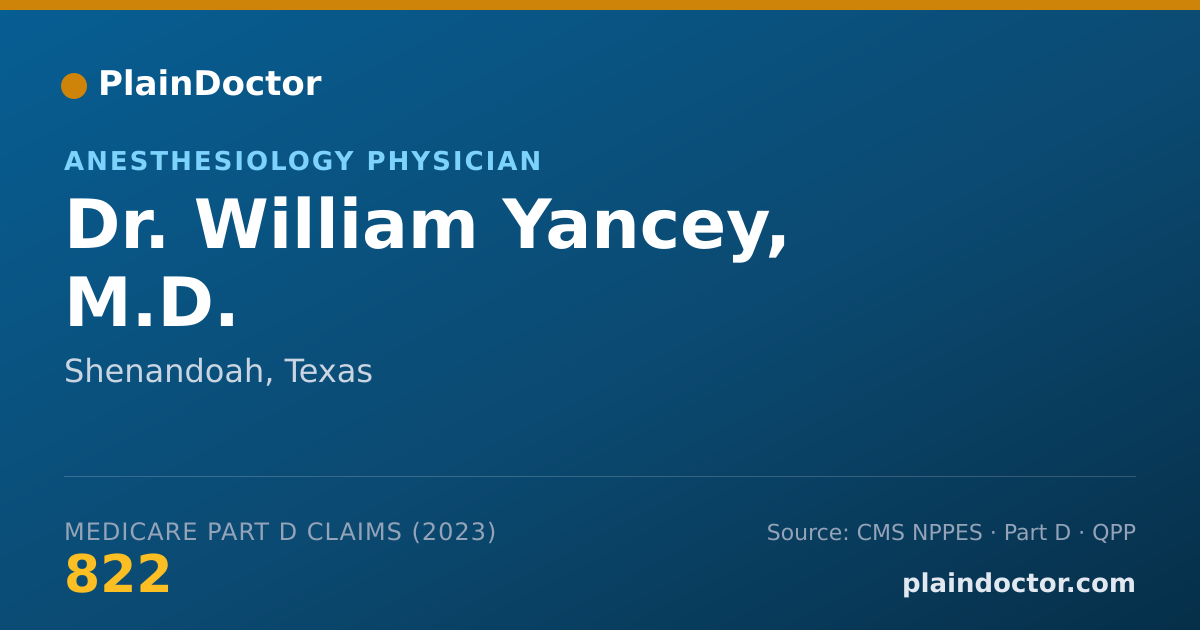 Shareable card for William Yancey, M.D. - Anesthesiology Physician, Shenandoah, TX