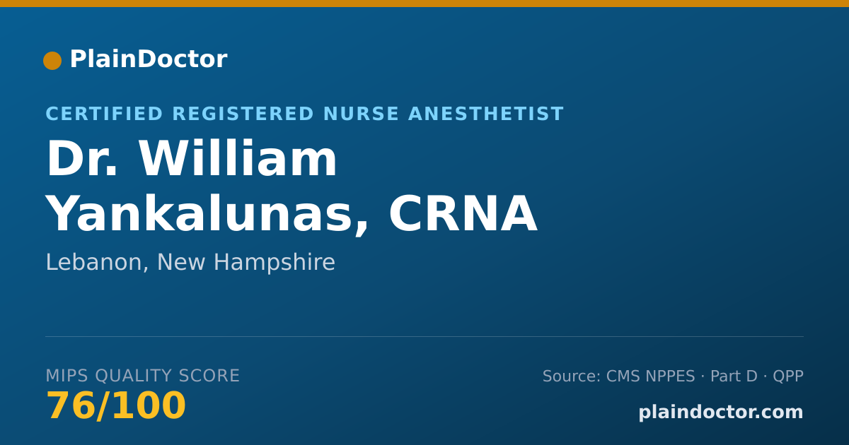Shareable card for William Yankalunas, CRNA - Certified Registered Nurse Anesthetist, Lebanon, NH