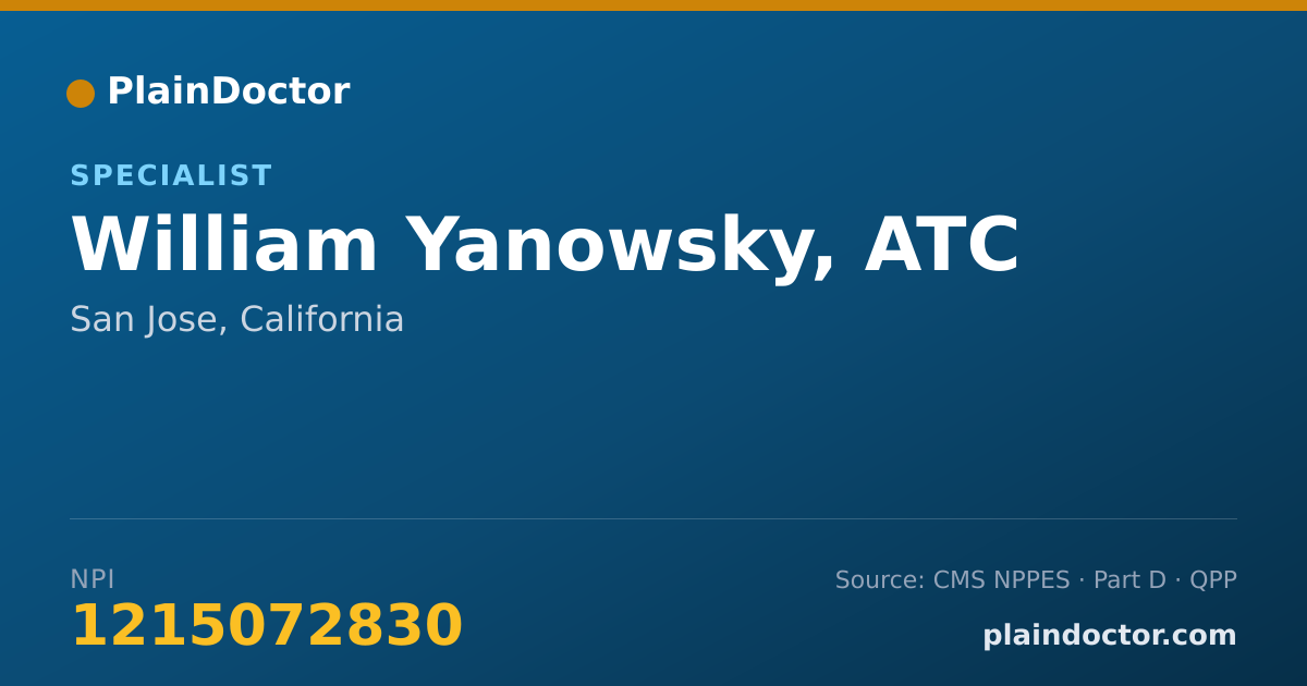 Shareable card for William Yanowsky, ATC - Specialist, San Jose, CA