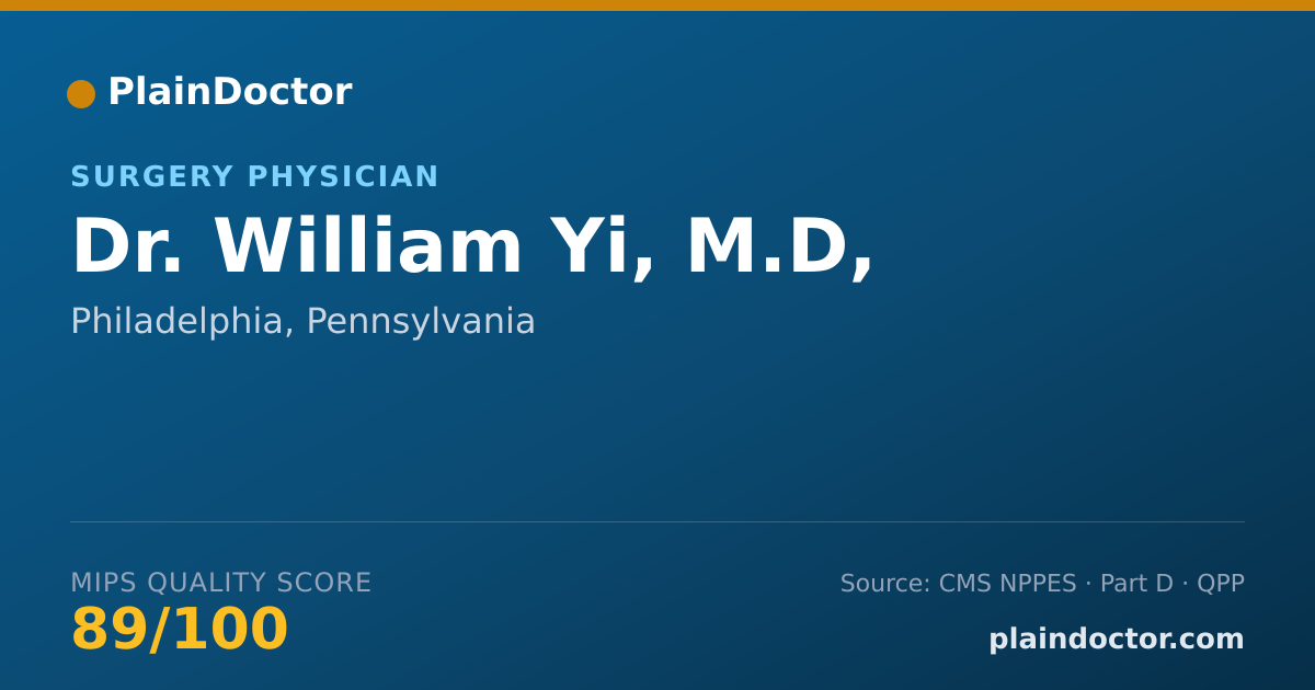 Shareable card for William Yi, M.D, - Internal Medicine Physician, Philadelphia, PA