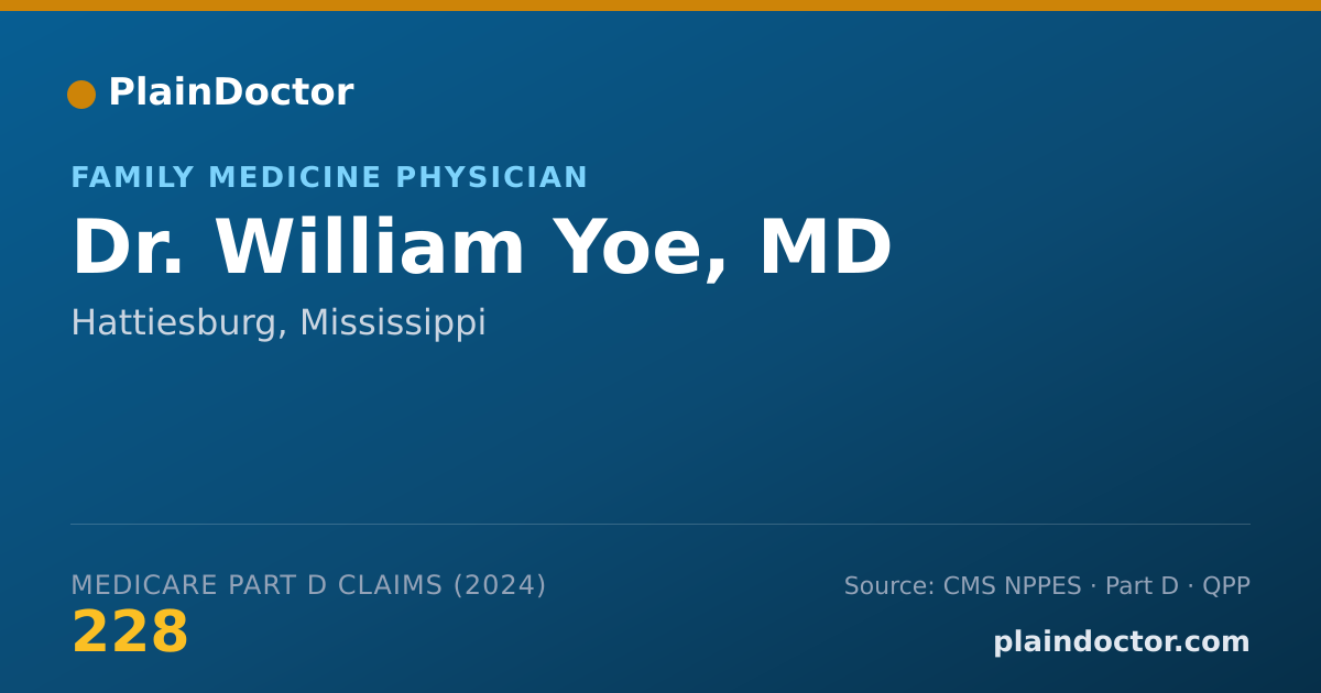 Shareable card for William Yoe, MD - Family Medicine Physician, Hattiesburg, MS