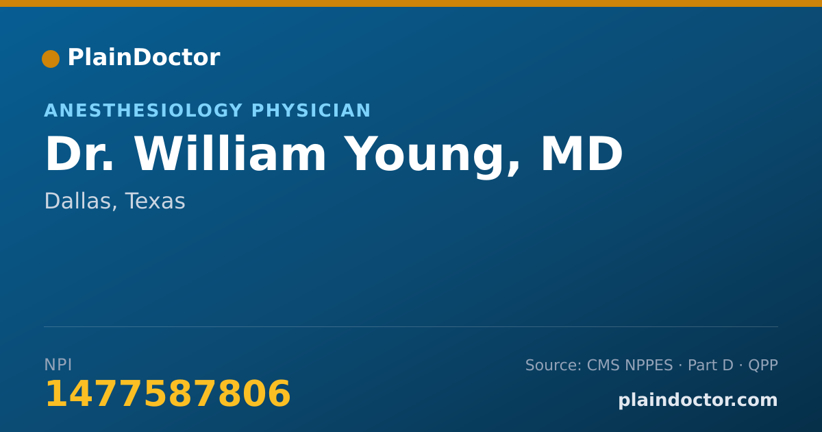 Shareable card for William Young, MD - Anesthesiology Physician, Dallas, TX
