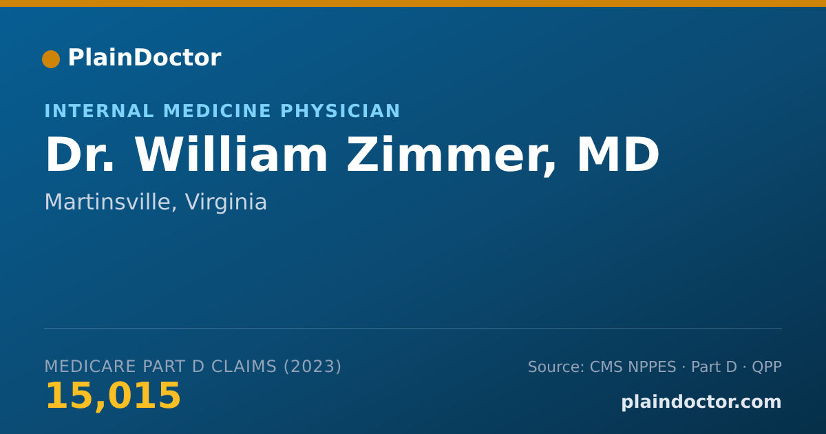 Shareable card for William Zimmer, MD - Internal Medicine Physician, Martinsville, VA