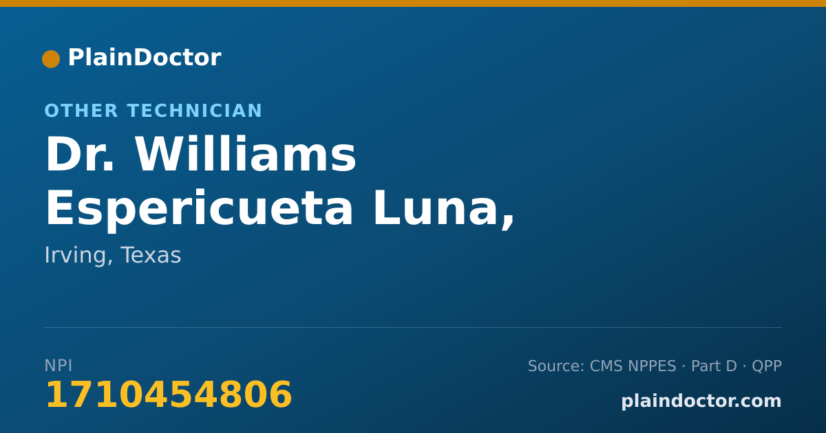 Shareable card for Williams Espericueta Luna, BEHAVIOR TECHNICIAN - Other Technician, Irving, TX