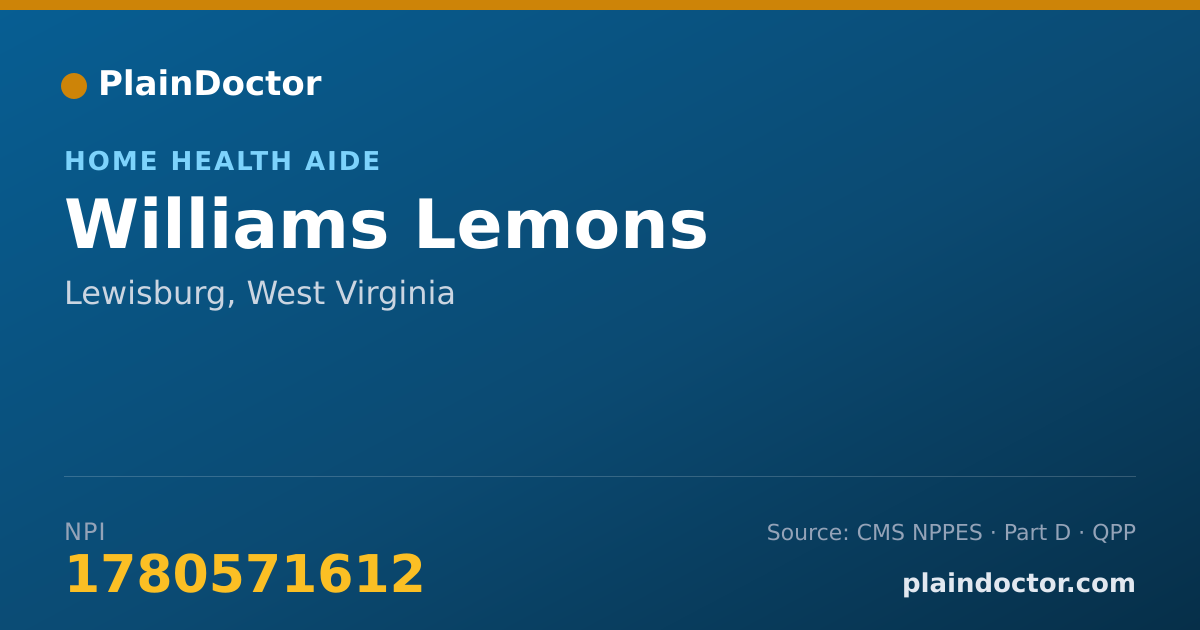 Shareable card for Williams Lemons - Home Health Aide, Lewisburg, WV