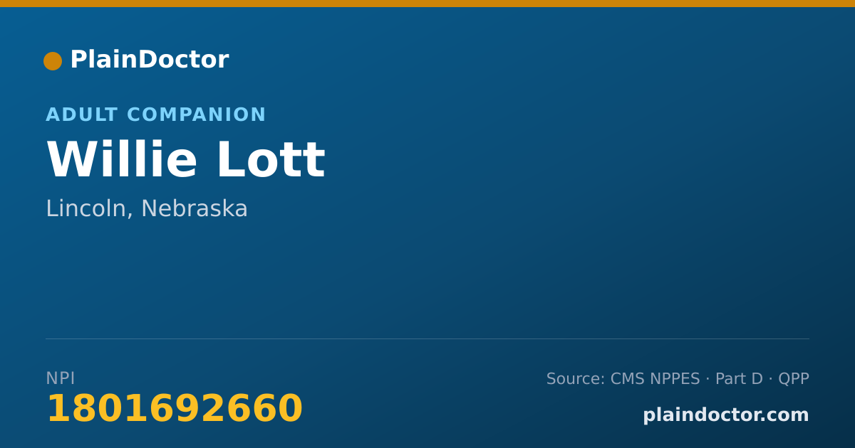 Shareable card for Willie Lott - Adult Companion, Lincoln, NE