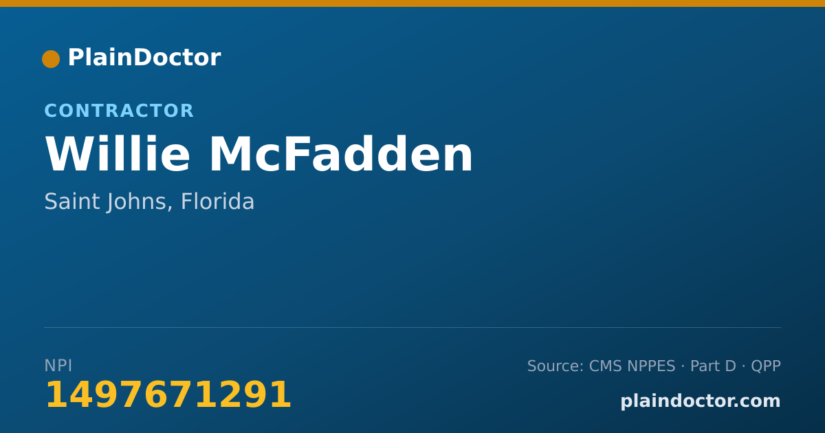 Shareable card for Willie McFadden - Contractor, Saint Johns, FL