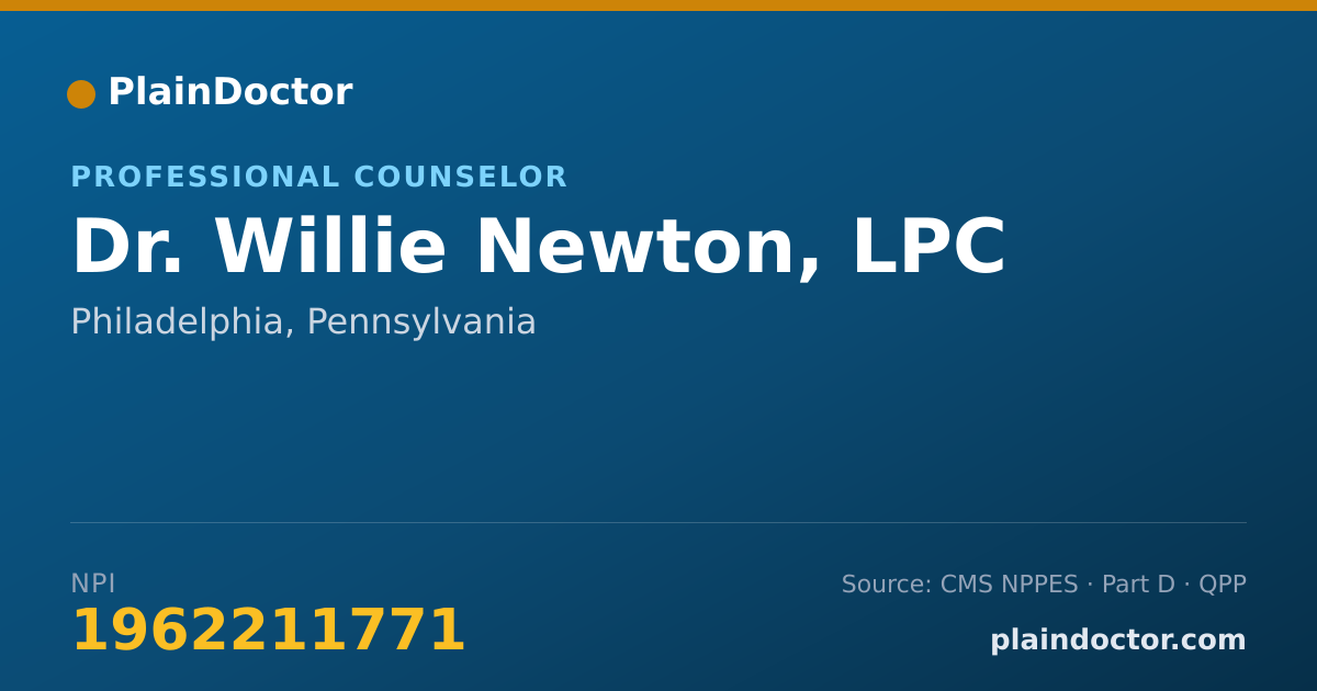 Shareable card for Willie Newton, LPC - Professional Counselor, Philadelphia, PA