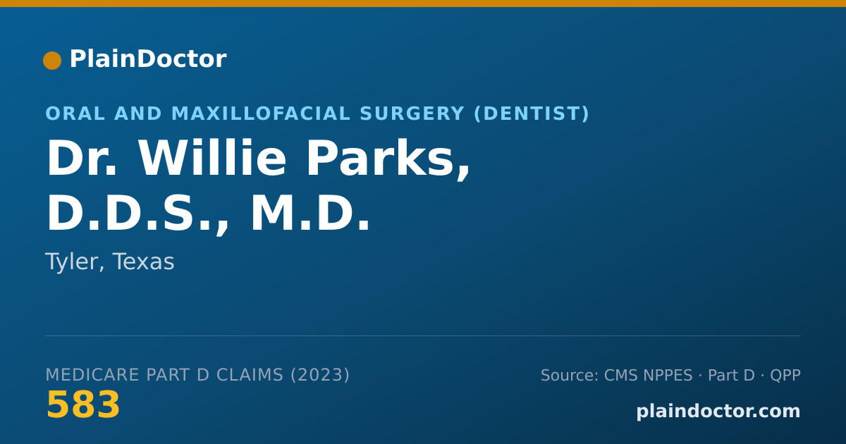 Shareable card for Willie Parks, D.D.S., M.D. - Oral and Maxillofacial Surgery (Dentist), Tyler, TX