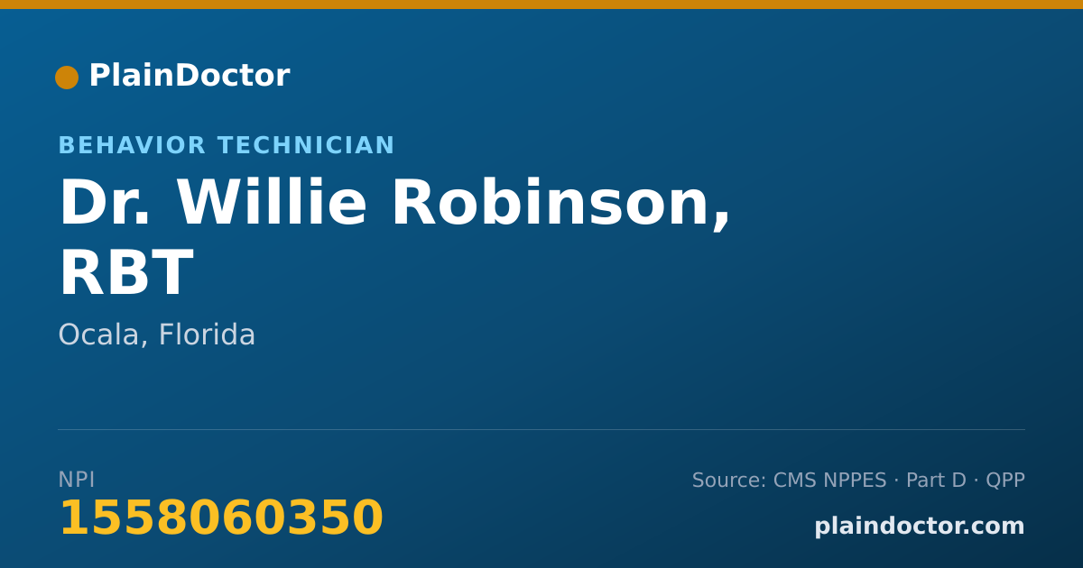 Shareable card for Willie Robinson, RBT - Behavior Technician, Ocala, FL