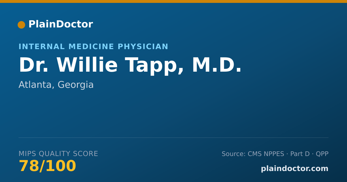 Shareable card for Willie Tapp, M.D. - Internal Medicine Physician, Atlanta, GA