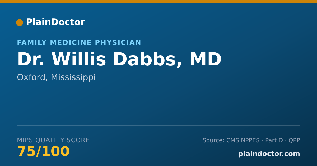 Shareable card for Willis Dabbs, MD - Family Medicine Physician, Oxford, MS