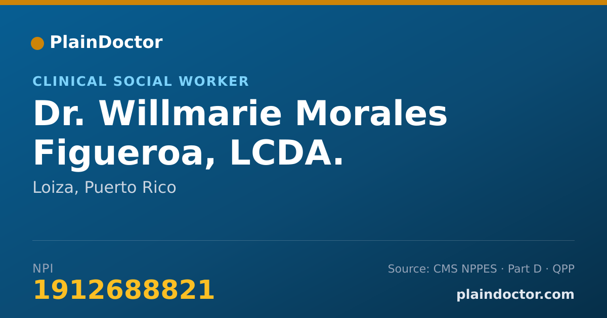 Shareable card for Willmarie Morales Figueroa, LCDA. - Clinical Social Worker, Loiza, PR
