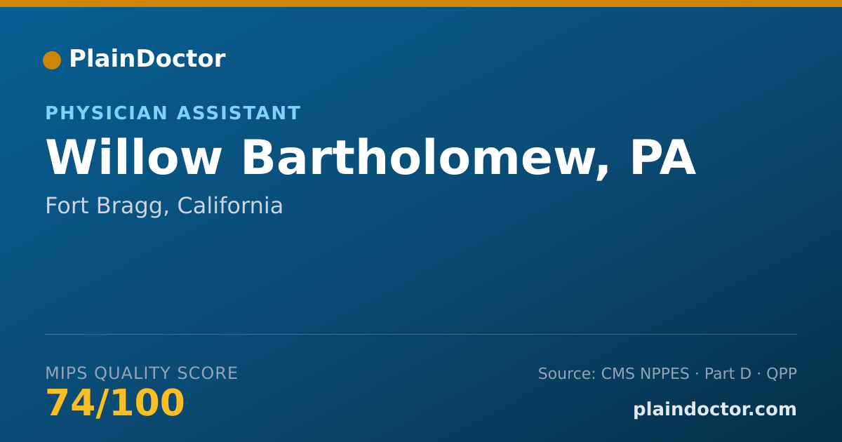 Shareable card for Willow Bartholomew, PA - Physician Assistant, Fort Bragg, CA