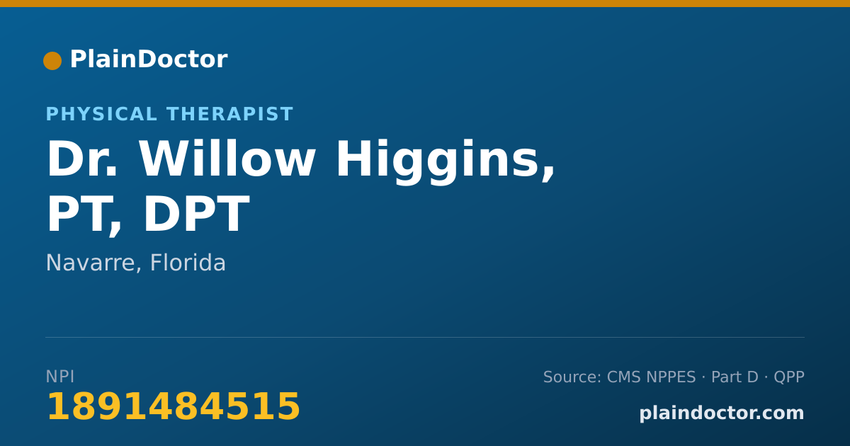 Shareable card for Willow Higgins, PT, DPT - Physical Therapist, Navarre, FL