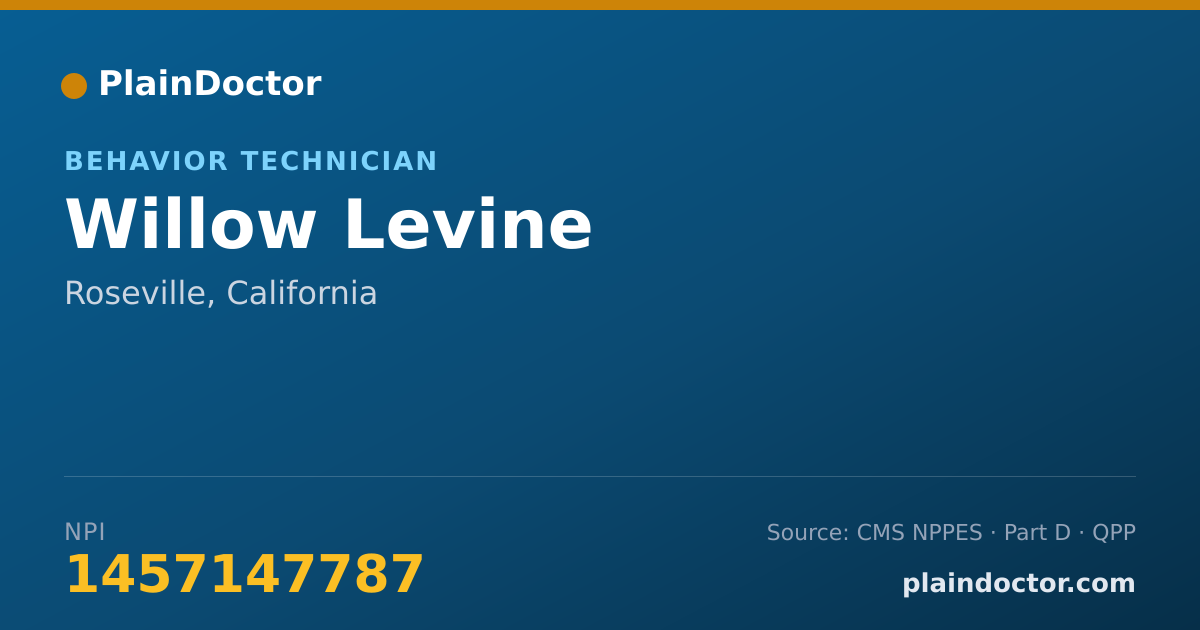 Shareable card for Willow Levine - Behavior Technician, Roseville, CA
