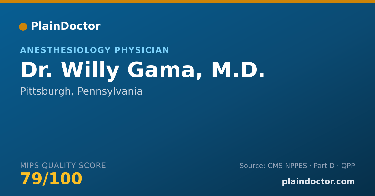 Shareable card for Willy Gama, M.D. - Anesthesiology Physician, Pittsburgh, PA