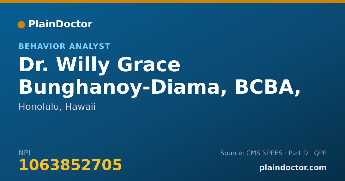 Shareable card for Willy Grace Bunghanoy-Diama, BCBA, LCSW - Behavior Analyst, Honolulu, HI