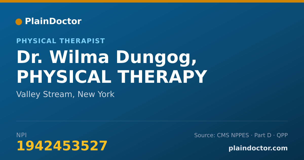 Shareable card for Wilma Dungog, PHYSICAL THERAPY - Physical Therapist, Valley Stream, NY