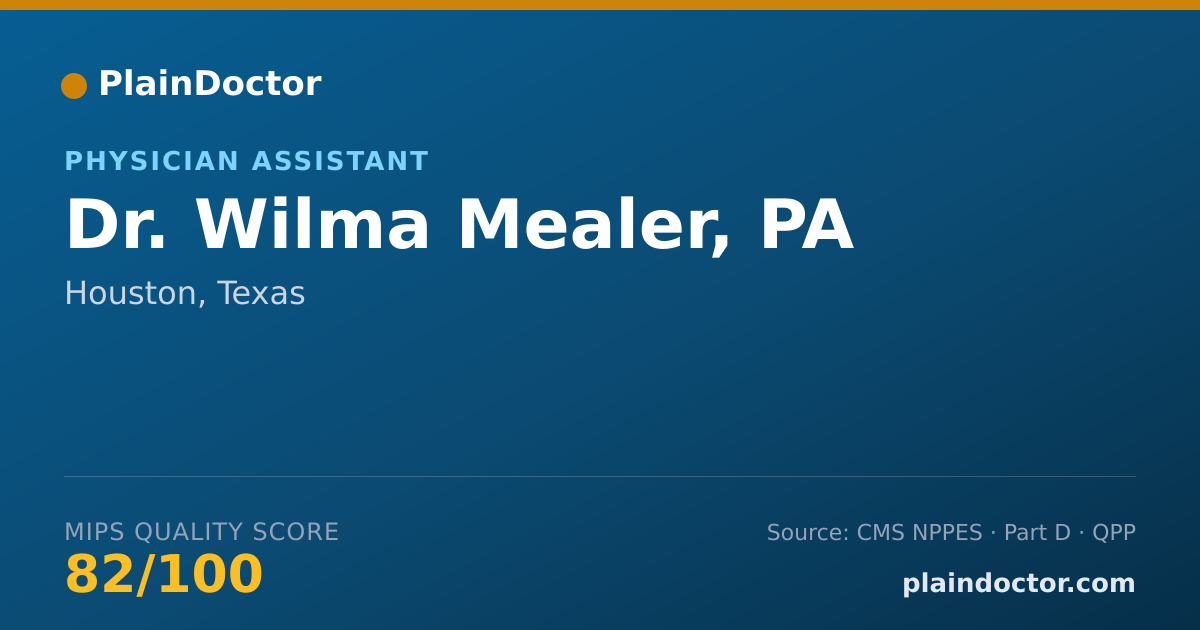 Shareable card for Wilma Mealer, PA - Physician Assistant, Houston, TX