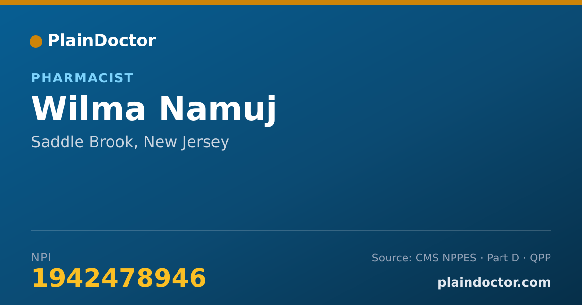 Shareable card for Wilma Namuj - Pharmacist, Saddle Brook, NJ