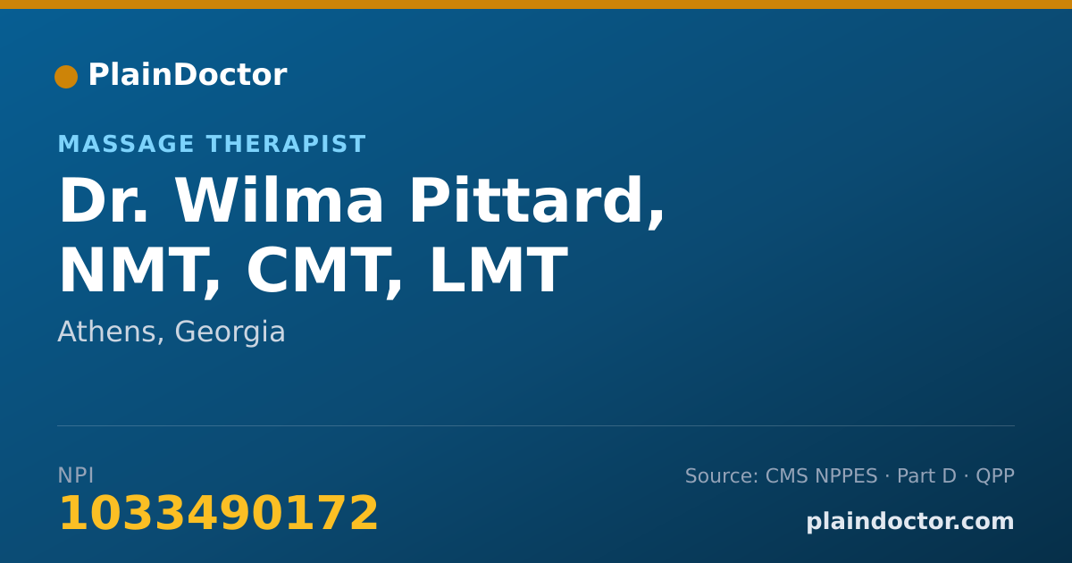 Shareable card for Wilma Pittard, NMT, CMT, LMT - Massage Therapist, Athens, GA