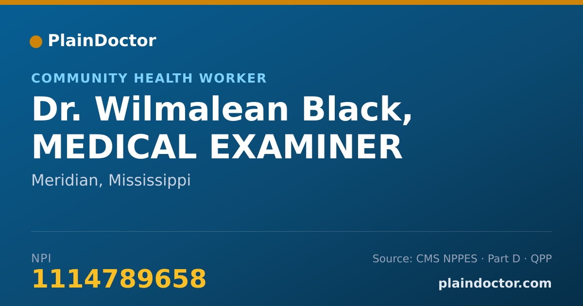 Shareable card for Wilmalean Black, MEDICAL EXAMINER - Community Health Worker, Meridian, MS