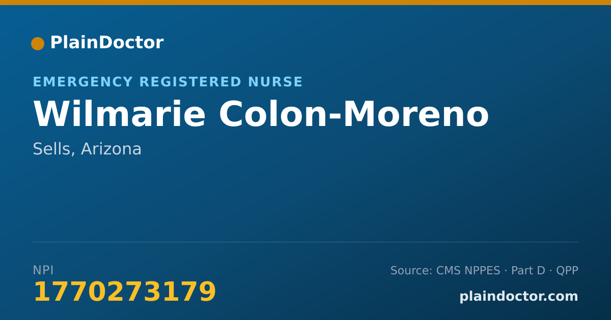 Shareable card for Wilmarie Colon-Moreno - Emergency Registered Nurse, Sells, AZ