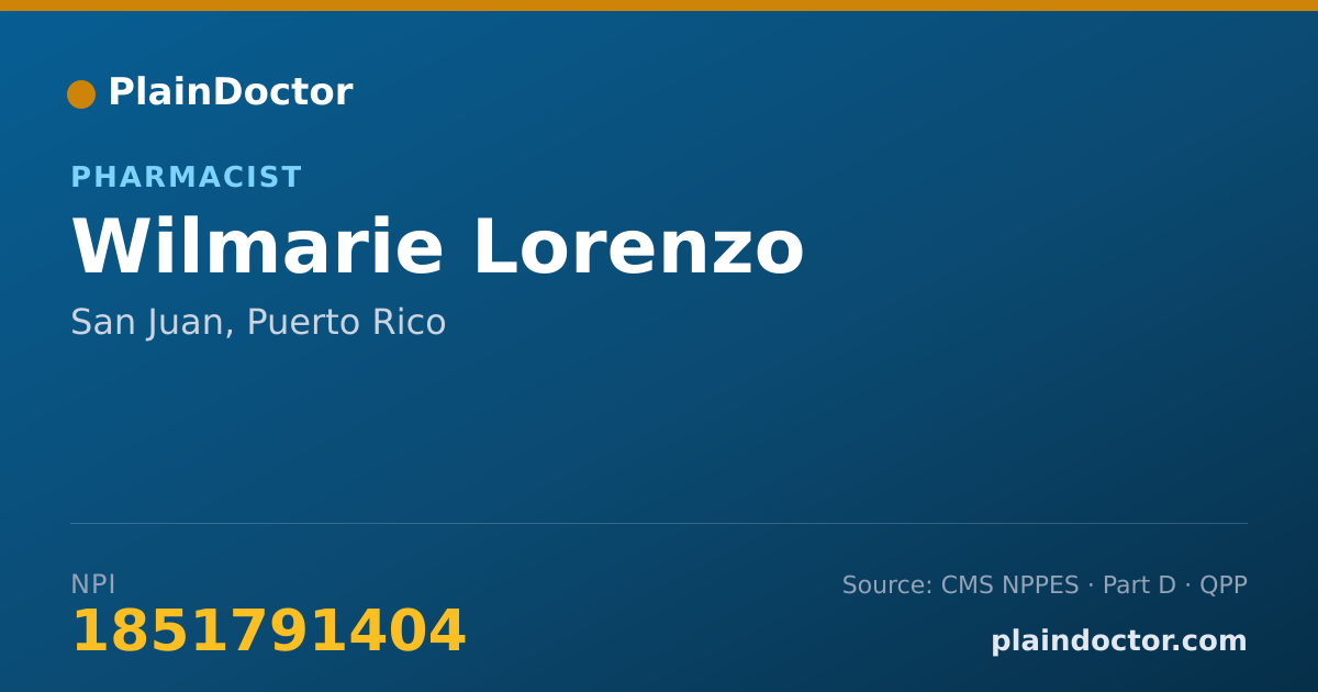 Shareable card for Wilmarie Lorenzo - Pharmacist, San Juan, PR