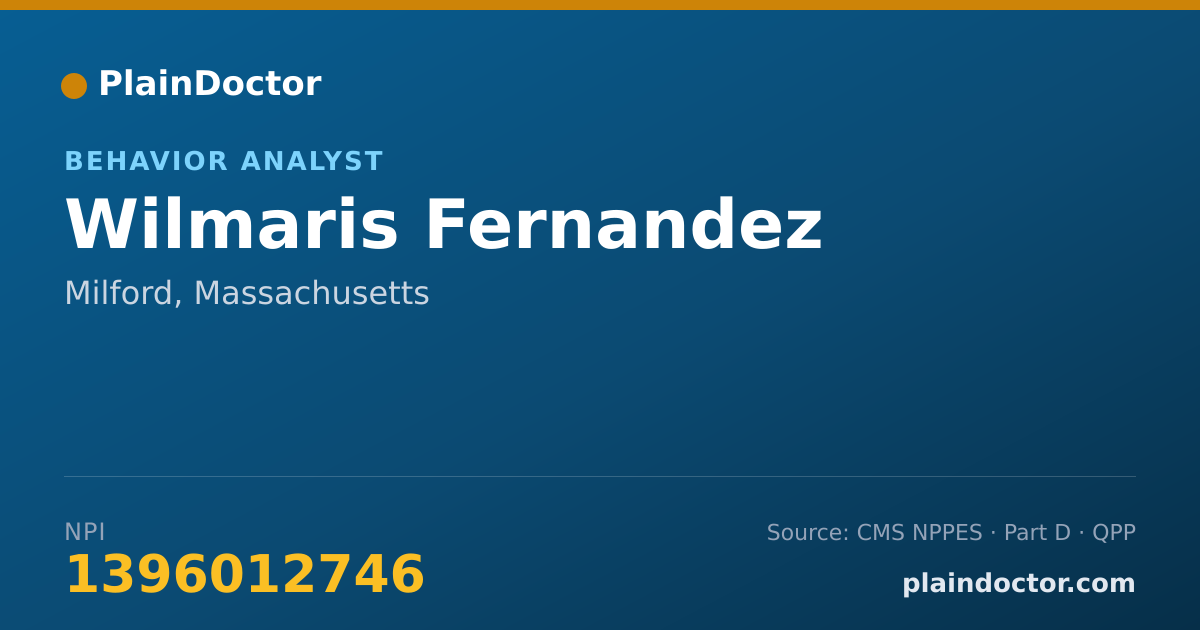 Shareable card for Wilmaris Fernandez - Behavior Analyst, Milford, MA