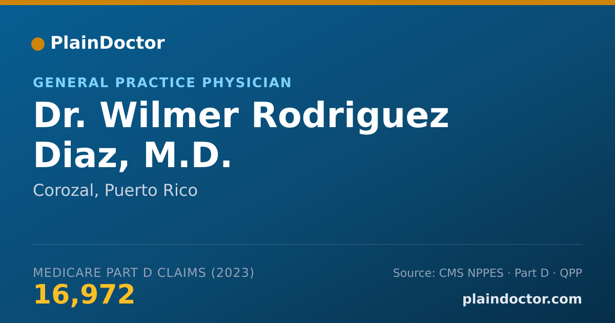 Shareable card for Wilmer Rodriguez Diaz, M.D. - General Practice Physician, Corozal, PR