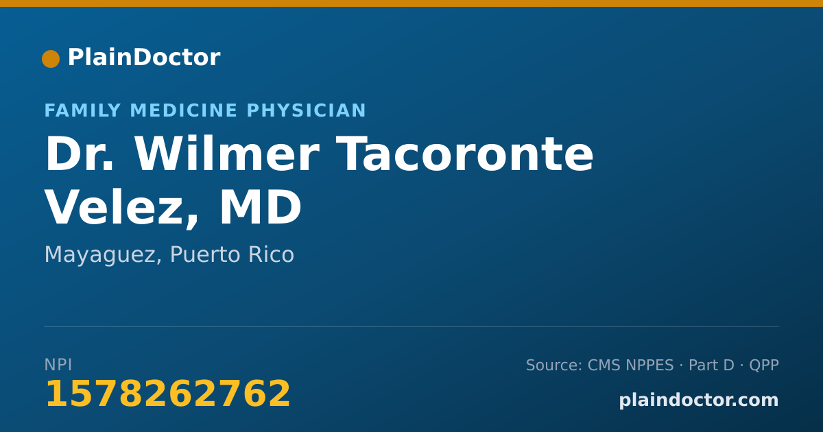 Shareable card for Wilmer Tacoronte Velez, MD - Family Medicine Physician, Mayaguez, PR