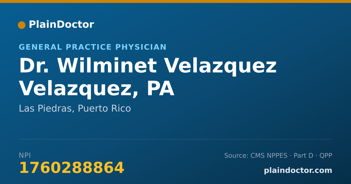 Shareable card for Wilminet Velazquez Velazquez, PA - General Practice Physician, Las Piedras, PR