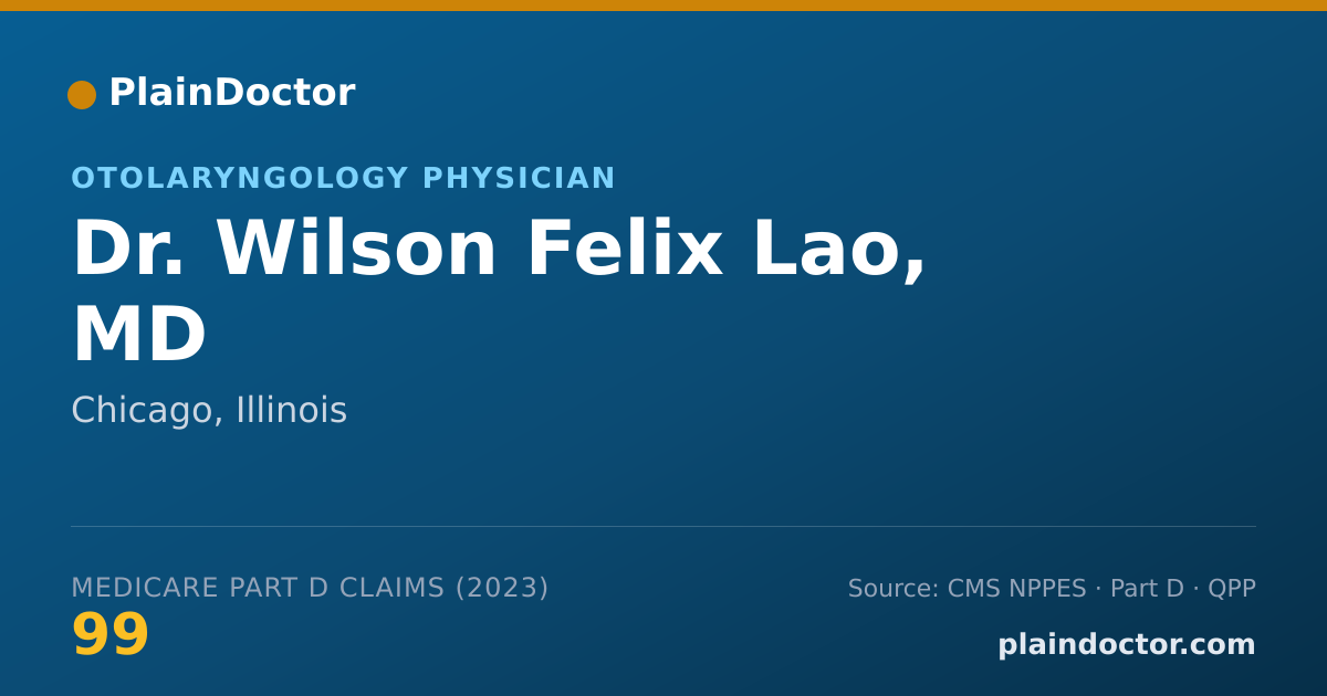 Shareable card for Wilson Felix Lao, MD - Otolaryngology Physician, Chicago, IL
