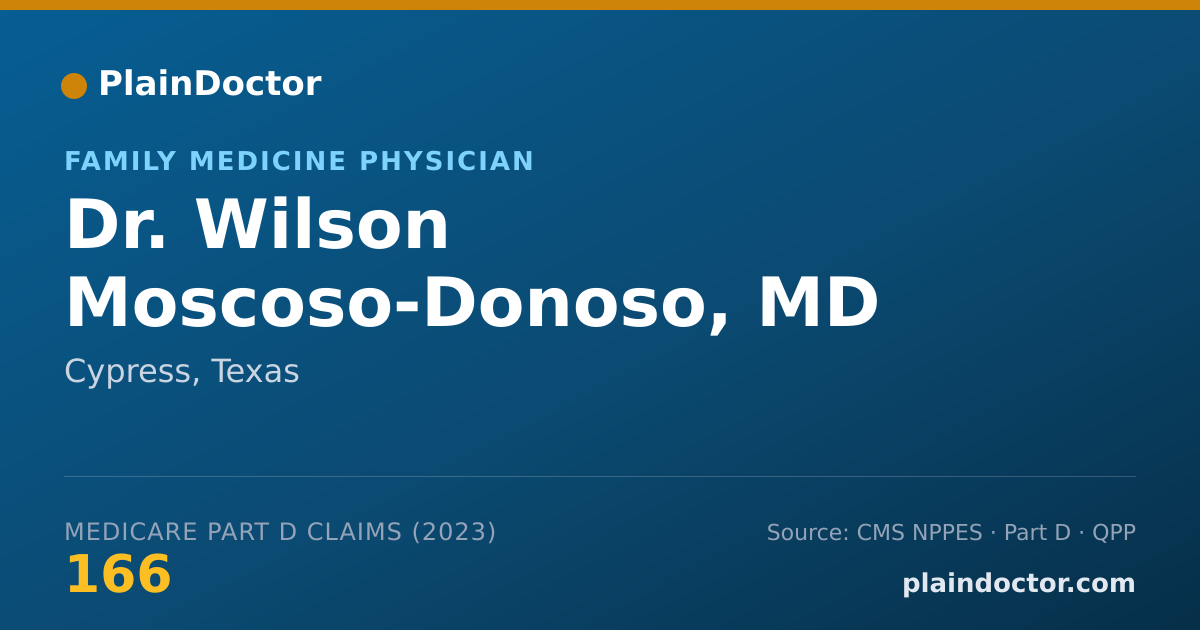Shareable card for Wilson Moscoso-Donoso, MD - Family Medicine Physician, Cypress, TX