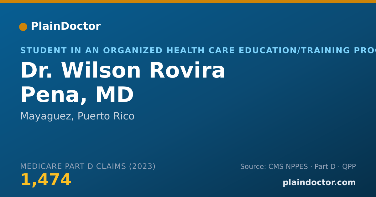 Shareable card for Wilson Rovira Pena, MD - Student in an Organized Health Care Education/Training Program, Mayaguez, PR