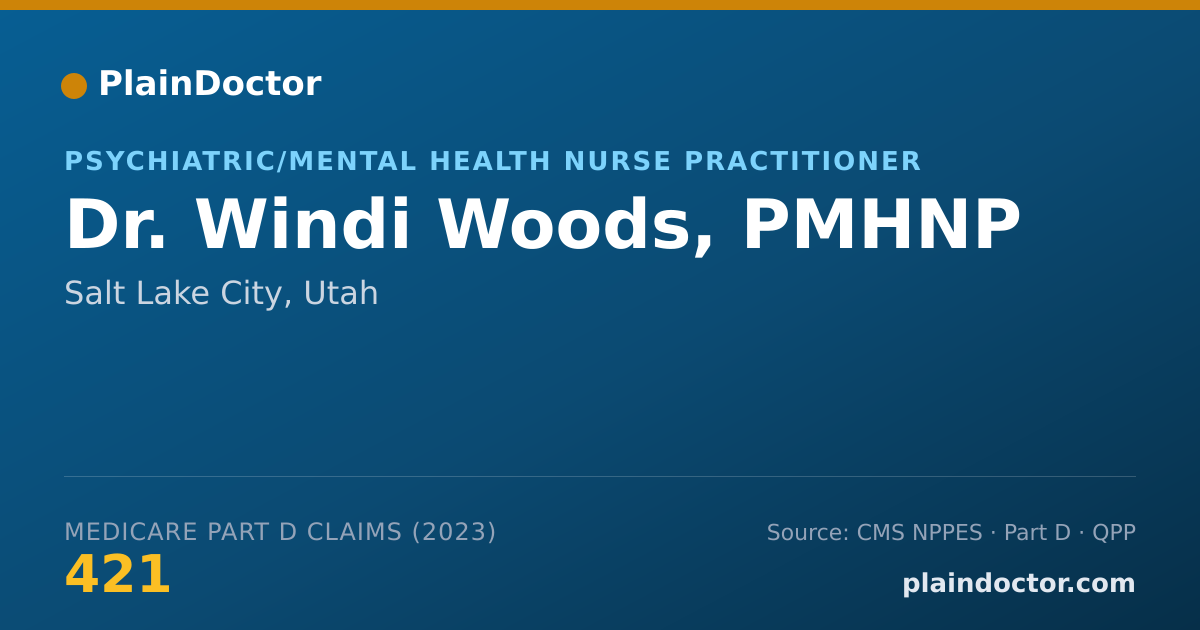 Shareable card for Windi Woods, PMHNP - Psychiatric/Mental Health Nurse Practitioner, Salt Lake City, UT