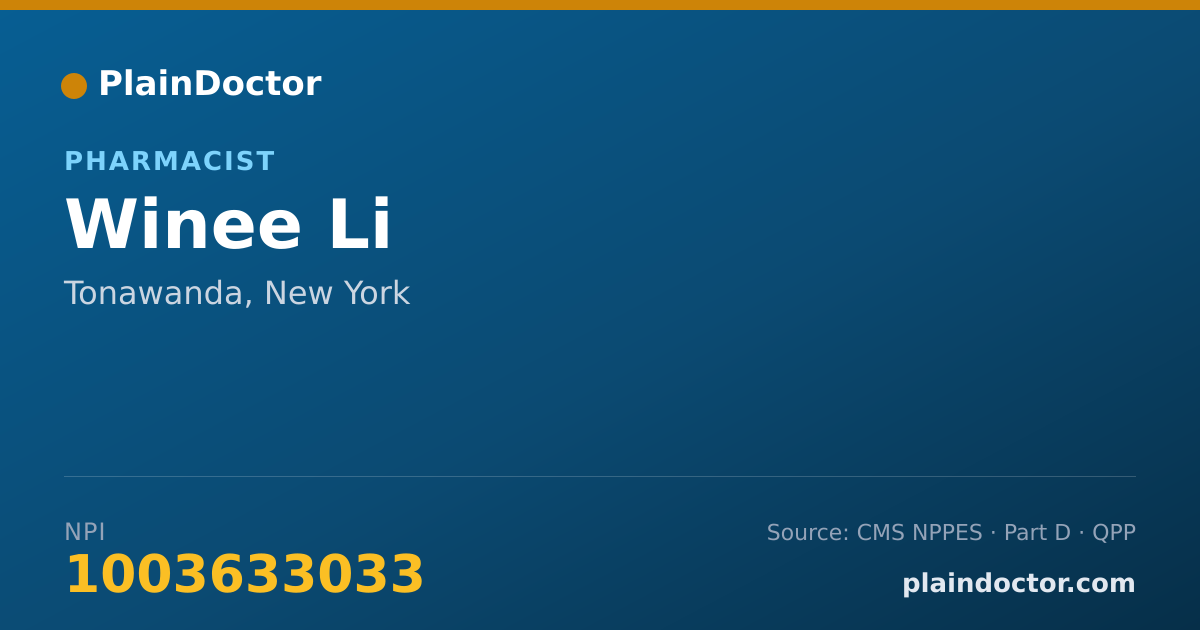 Shareable card for Winee Li - Pharmacist, Tonawanda, NY