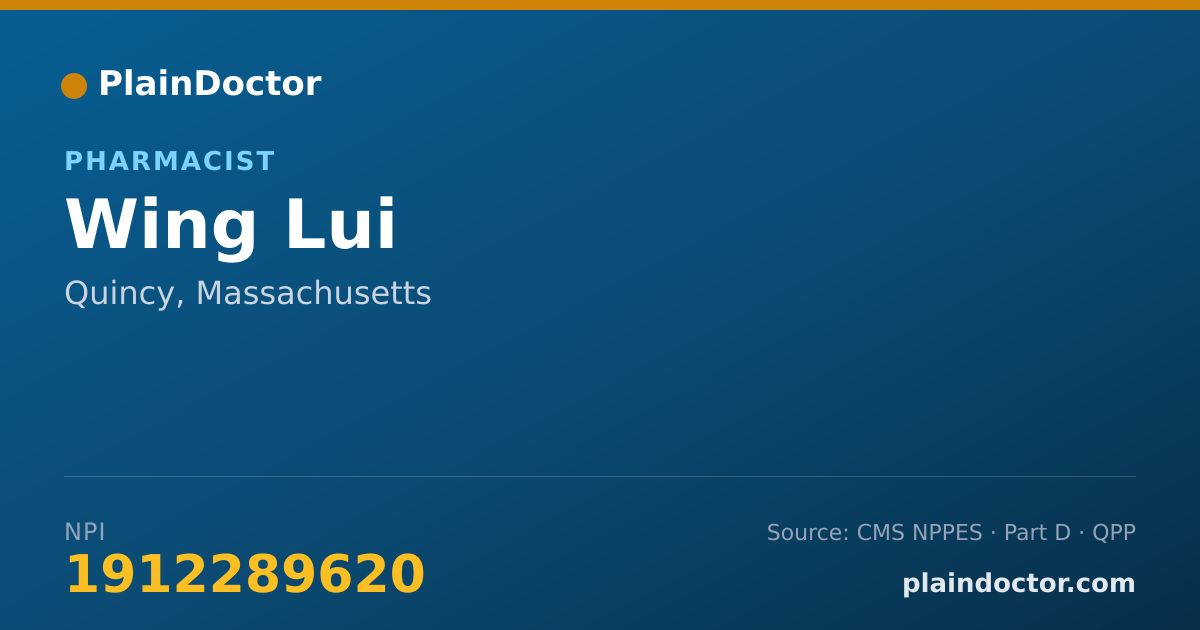 Shareable card for Wing Lui - Pharmacist, Quincy, MA