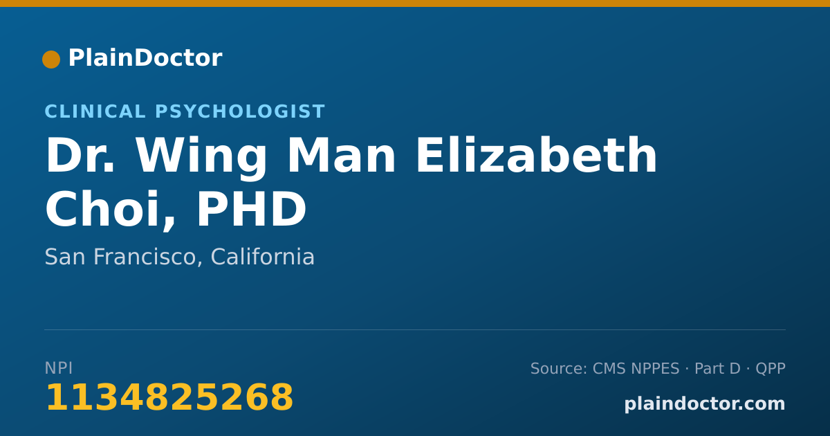 Shareable card for Wing Man Elizabeth Choi, PHD - Clinical Psychologist, San Francisco, CA