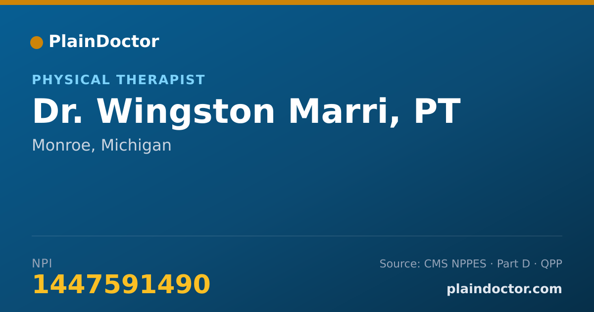 Shareable card for Wingston Marri, PT - Physical Therapist, Monroe, MI