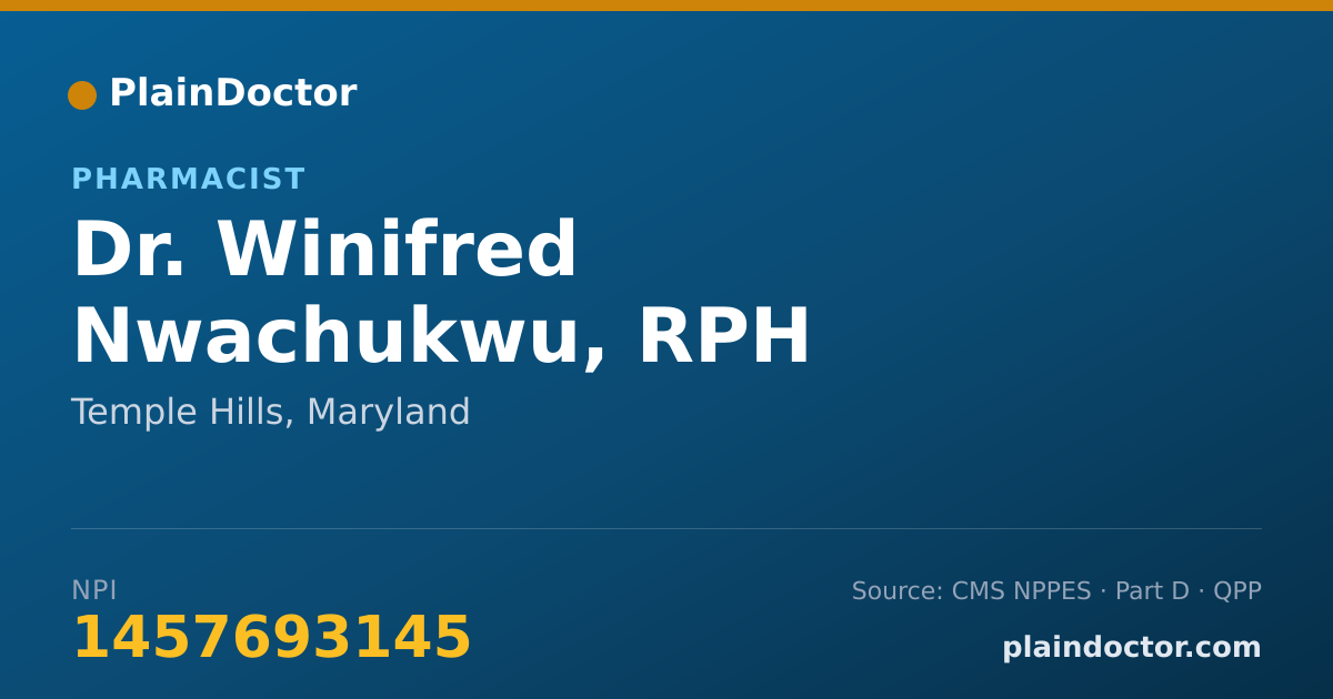 Shareable card for Winifred Nwachukwu, RPH - Pharmacist, Temple Hills, MD