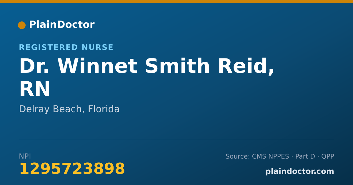 Shareable card for Winnet Smith Reid, RN - Registered Nurse, Delray Beach, FL